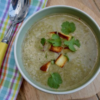 Curried Green Lentil Soup with Crispy Paneer recipe from Lucy Loves Food Blog