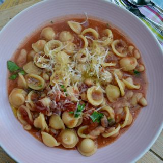 Tomato Brothy Pasta with Beans recipe from Lucy Loves Food Blog