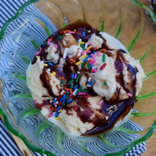 Evaporated Milk Ice Cream with Quick Chocolate Sauce recipe from Lucy Loves Food Blog