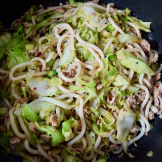 Sesame Pork Udon Noodles recipe from Lucy Loves Food Blog