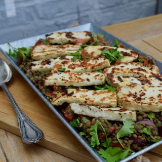 Warm Halloumi and Lentil Salad recipe from Lucy Loves Food Blog