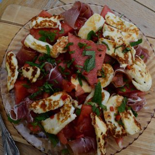 Watermelon, Halloumi and Mint Salad recipe from Lucy Loves Food Blog