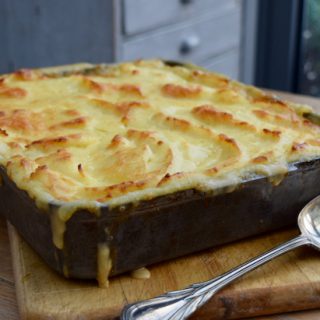 Cheesy Sausage and Mash Pie recipe from Lucy Loves Food Blog