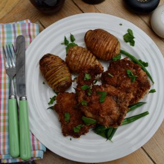 Parmesan Lamb Chops with Hasselback Potatoes