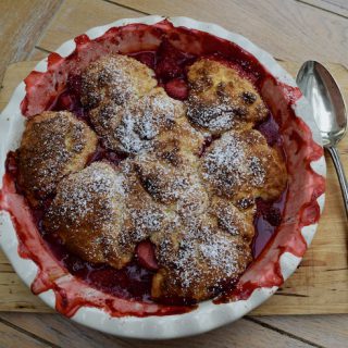 Strawberry and Elderflower Cobbler recipe from Lucy Loves Food Blog