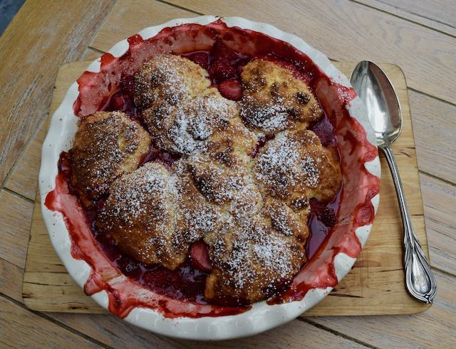 Strawberry and Elderflower Cobbler recipe from Lucy Loves Food Blog