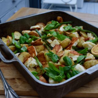 Halloumi, Potato and Green Bean Bake recipe from Lucy Loves Food Blog