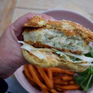 Prawn Burger with Cabbage Slaw recipe from Lucy Loves Food Blog