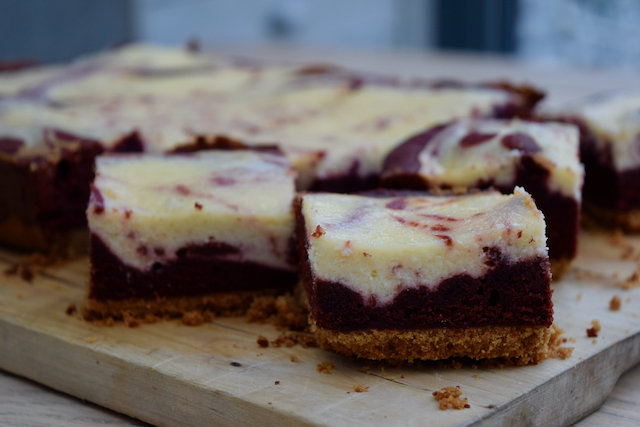 Red Velvet Cheesecake Bars recipe from Lucy Loves Food Blog